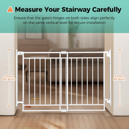 COMOMY 27.5 - 43" Baby Gate No Bottom Bar for Stairs and Doorways (White) - Kidsy