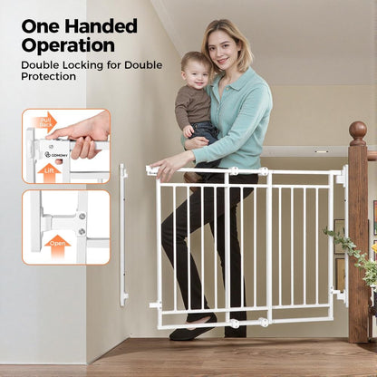 COMOMY 27.5 - 43" Baby Gate No Bottom Bar for Stairs and Doorways (White) - Kidsy