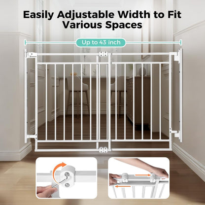 COMOMY 27.5 - 43" Baby Gate No Bottom Bar for Stairs and Doorways (White) - Kidsy