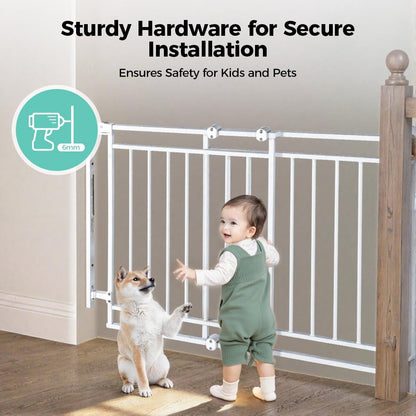 COMOMY 27.5 - 43" Baby Gate No Bottom Bar for Stairs and Doorways (White) - Kidsy