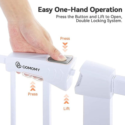 Comomy 29.5–40.5" Extra Wide Auto Close Baby Gate (White) - Kidsy