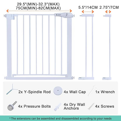 Comomy 29.5–40.5" Extra Wide Auto Close Baby Gate (White) - Kidsy