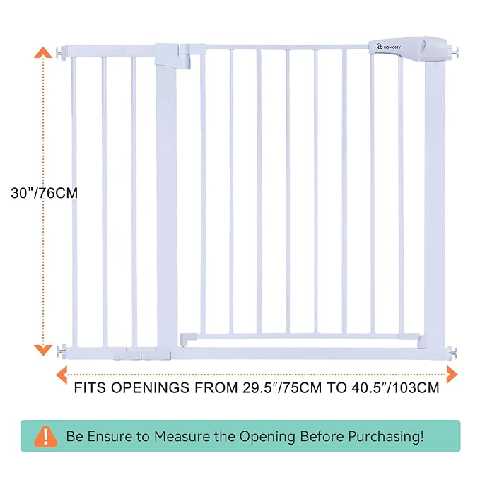 Comomy 29.5–40.5" Extra Wide Auto Close Baby Gate (White) - Kidsy