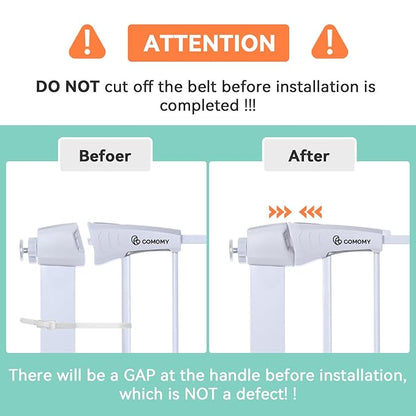 Comomy 29.5–40.5" Extra Wide Auto Close Baby Gate (White) - Kidsy