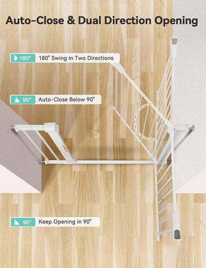 Comomy 30" Auto Close Baby Gate (White) - Kidsy
