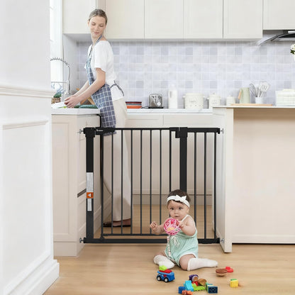 COMOMY 30" Tall Baby Gate for Stairs Doorways, Fits Openings 29.5" to 40.5" Wide (Black) - Kidsy