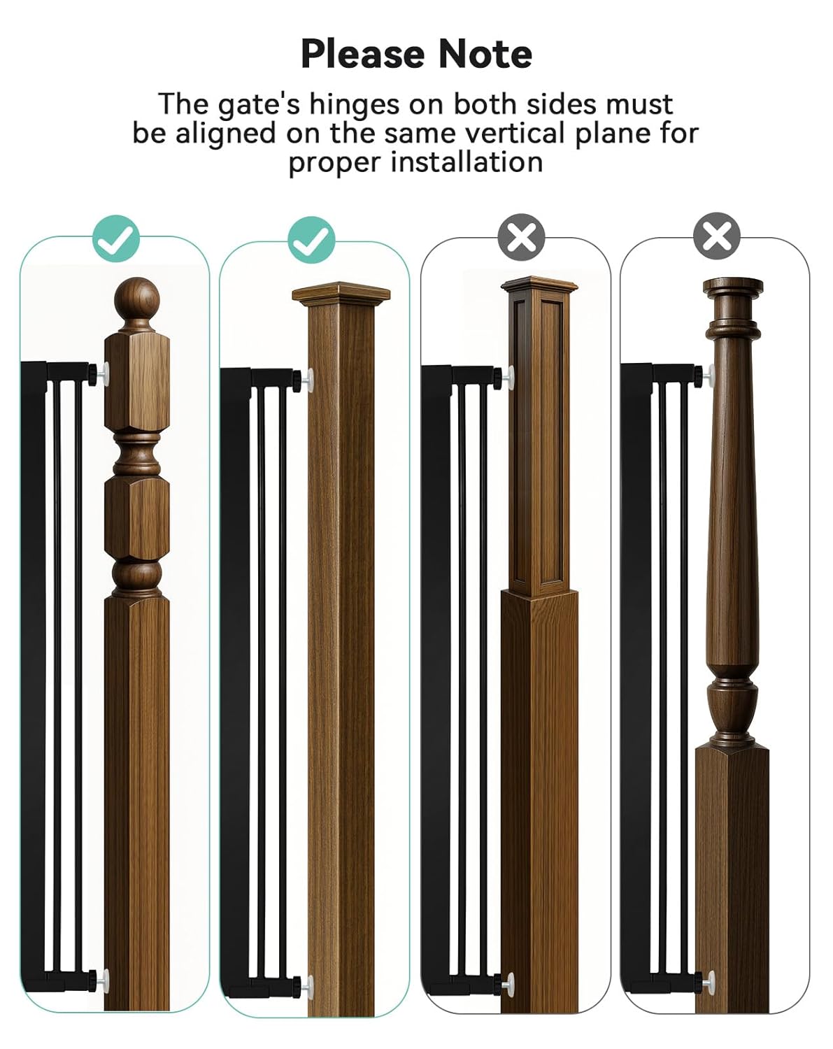 COMOMY 30" Tall Baby Gate for Stairs Doorways, Fits Openings 29.5" to 40.5" Wide (Black) - Kidsy