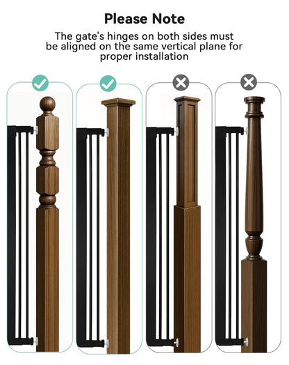 COMOMY 30" Tall Baby Gate for Stairs Doorways, Fits Openings 29.5" to 40.5" Wide (Black) - Kidsy