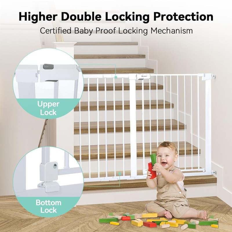 COMOMY 36" Extra Tall Baby Gate, Fits 29.5"–48.8" (White) - Kidsy