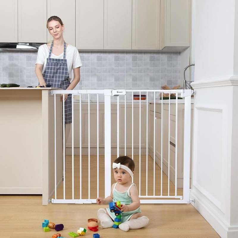 COMOMY 36" Extra Tall Baby Gate, Fits 29.5"–48.8" (White) - Kidsy