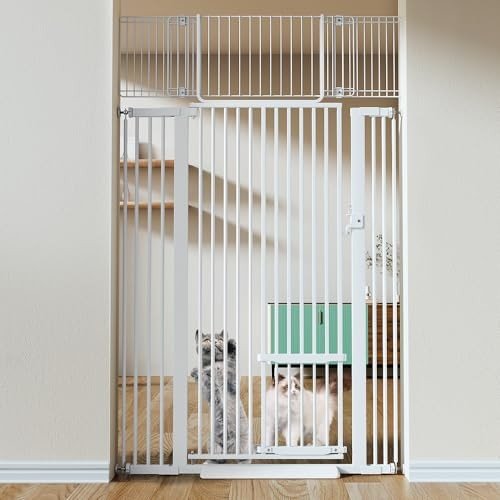 COMOMY 71" Extra Tall Pet Gate for Cats (White) - Kidsy