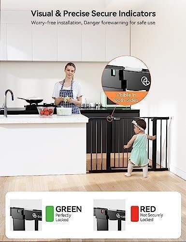 COMOMY 91.5cm Extra Tall Baby Gate for Stairs Doorways, Fits Openings 75 - 124cm Wide - Kidsy