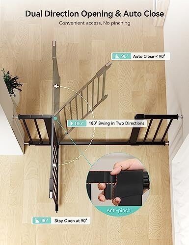 COMOMY 91.5cm Extra Tall Baby Gate for Stairs Doorways, Fits Openings 75 - 124cm Wide - Kidsy