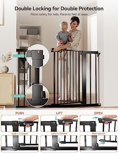 COMOMY 91.5cm Extra Tall Baby Gate for Stairs Doorways, Fits Openings 75 - 124cm Wide - Kidsy