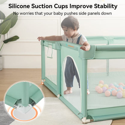 COMOMY Extra - Large Baby Playpen 79"x71" (Dark Green) - Kidsy