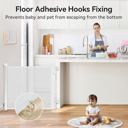 COMOMY Retractable Mesh Baby Gate 71" (White) - Kidsy