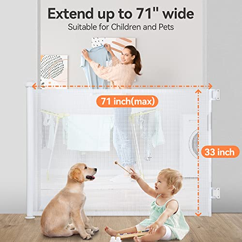 COMOMY Retractable Mesh Baby Gate 71" (White) - Kidsy