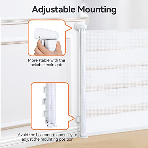 COMOMY Retractable Mesh Baby Gate 71" (White) - Kidsy