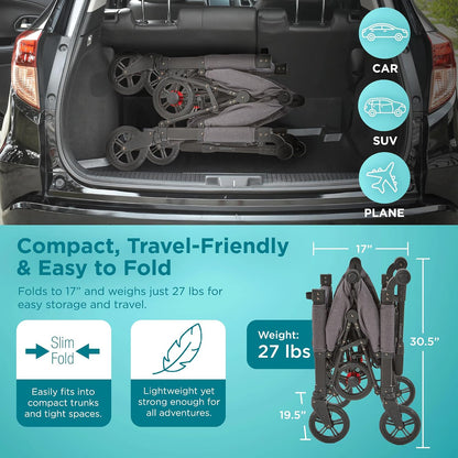 Contours Curve 360 Double Stroller Wagon with Car Seat Compatibility (Black) - Kidsy