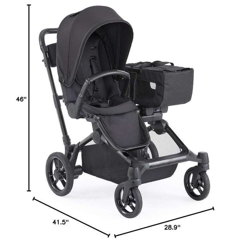 Contours Element Side - by - Side Convertible Toddler and Baby Stroller Single - to - Double (Stealth Black) - Kidsy