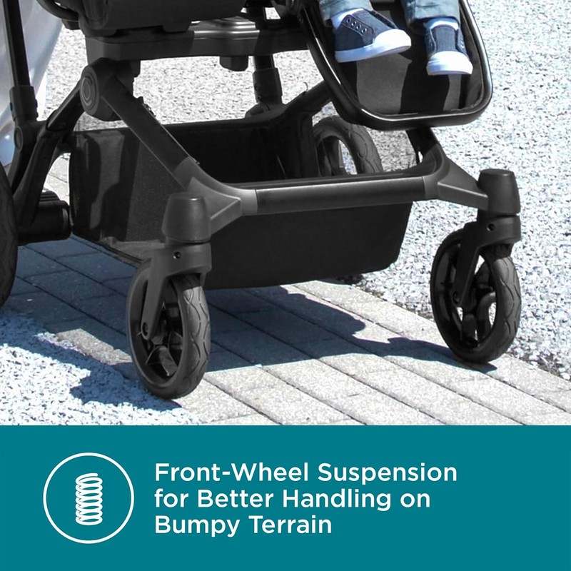 Contours Element Side - by - Side Convertible Toddler and Baby Stroller Single - to - Double (Stealth Black) - Kidsy