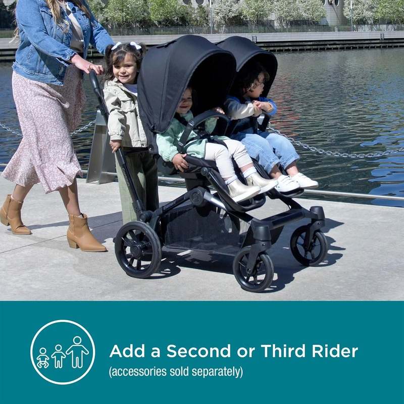 Contours Element Side - by - Side Convertible Toddler and Baby Stroller Single - to - Double (Stealth Black) - Kidsy