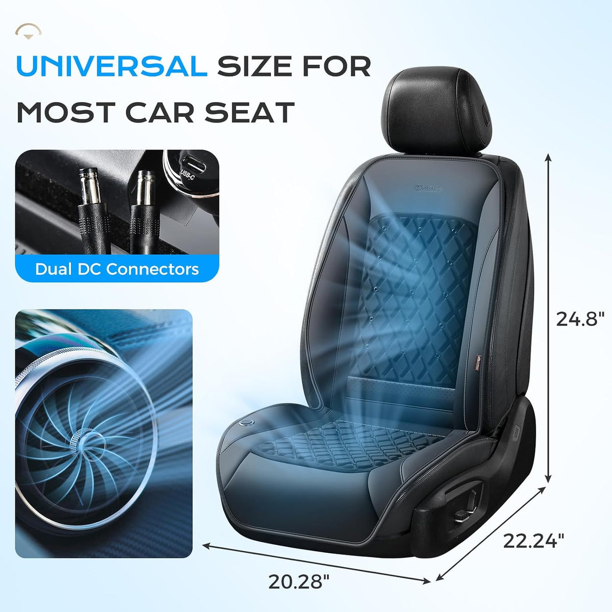 Coverado 2026 Upgraded Airflow Cooling Car Seat Cover (Deep Black) - Kidsy