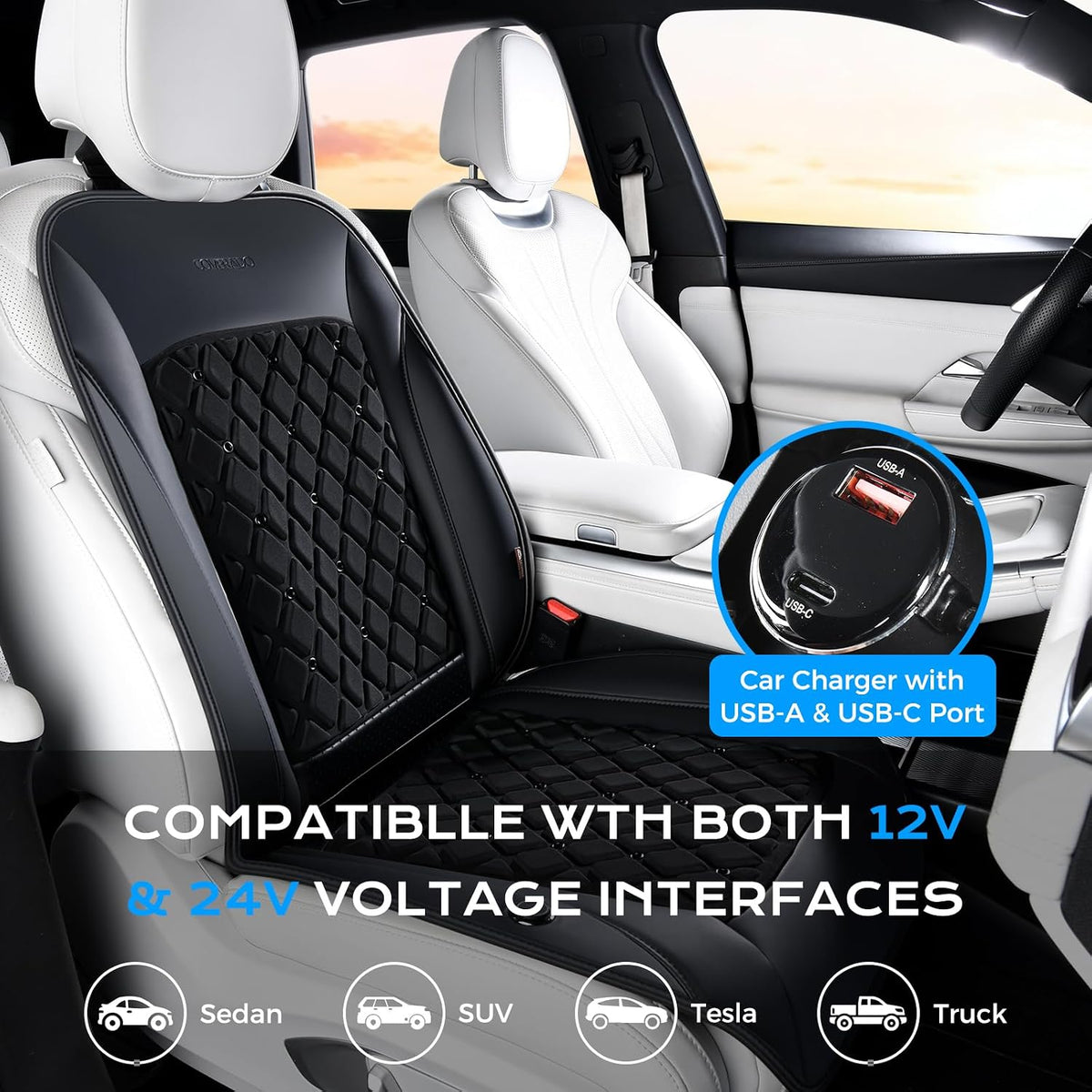 Coverado 2026 Upgraded Airflow Cooling Car Seat Cover (Deep Black) - Kidsy