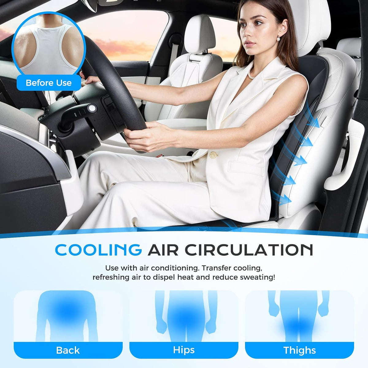 Coverado 2026 Upgraded Airflow Cooling Car Seat Cover (Deep Black) - Kidsy