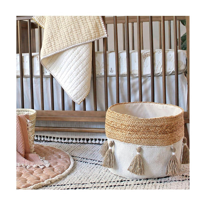 Crane Baby Boho Safari Nursery Storage Bin – 13 × 12 Inch (Beige) - Kidsy