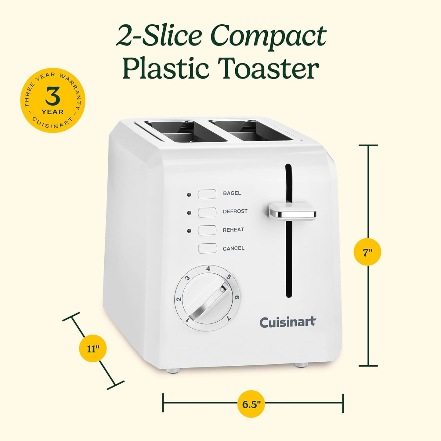 Cuisinart CPT - 122 2 - Slice Compact Toaster (White) - Kidsy
