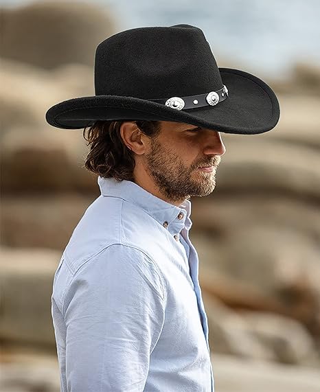 CXQRR Cowboy Hat with Removable Belt (Black) - Kidsy