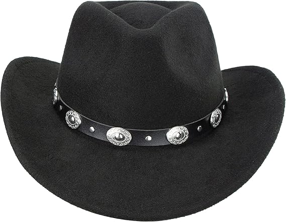 CXQRR Cowboy Hat with Removable Belt (Black)