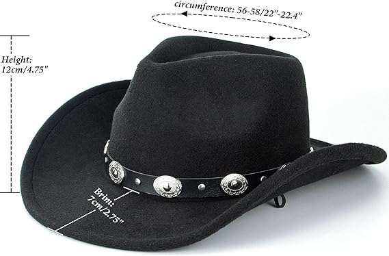 CXQRR Cowboy Hat with Removable Belt (Black) - Kidsy
