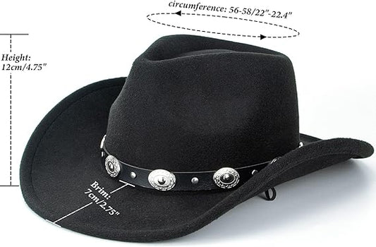 CXQRR Cowboy Hat with Removable Belt (Black) - Kidsy