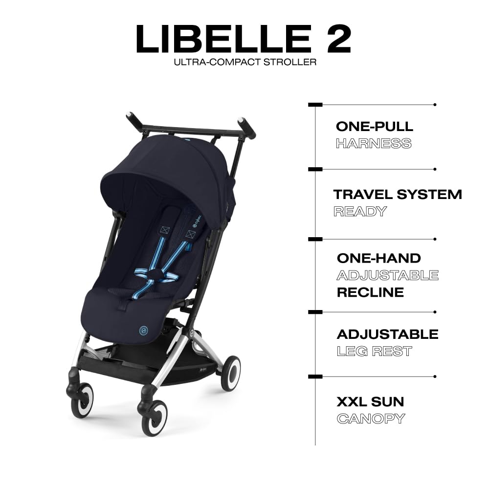 Cybex Libelle 2 Lightweight Travel Stroller with Compact Fold (Dark Blue) - Kidsy