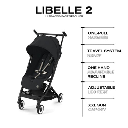 Cybex Libelle Lightweight Travel Baby Stroller (Magic Black) - Kidsy