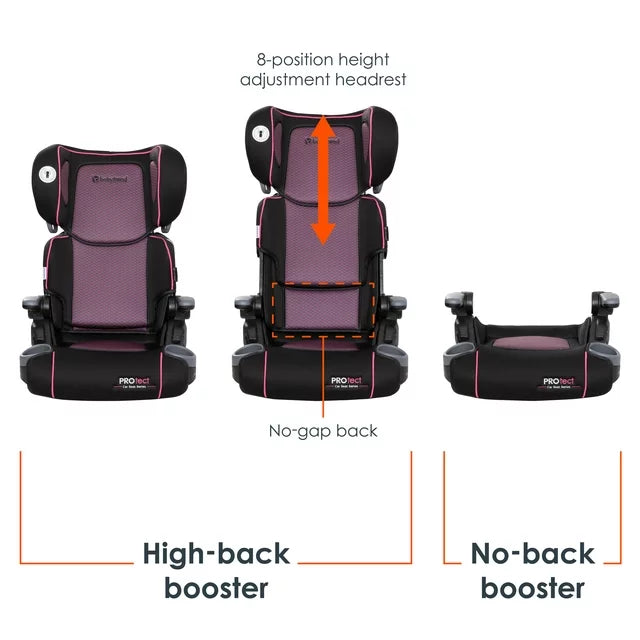 New BabyTrend Protect 2 in 1 Booster Seat (Pink Tech)