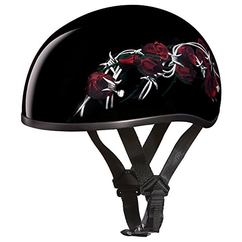 Daytona Skull Cap Helmet – Stylish Barbed Roses Design For A Striking Ride (Small) - Kidsy