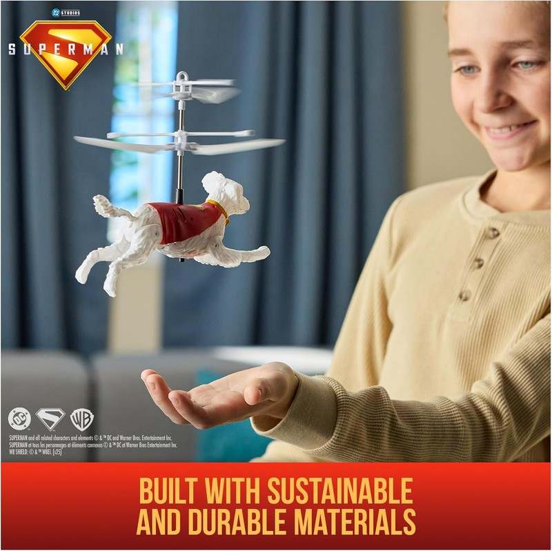 DC Comics, Superman Up in The Sky! Flying Krypto, RC Toys and Remote Control Toys for Kids, 7.5 - Inch Hovering Superdog - Kidsy