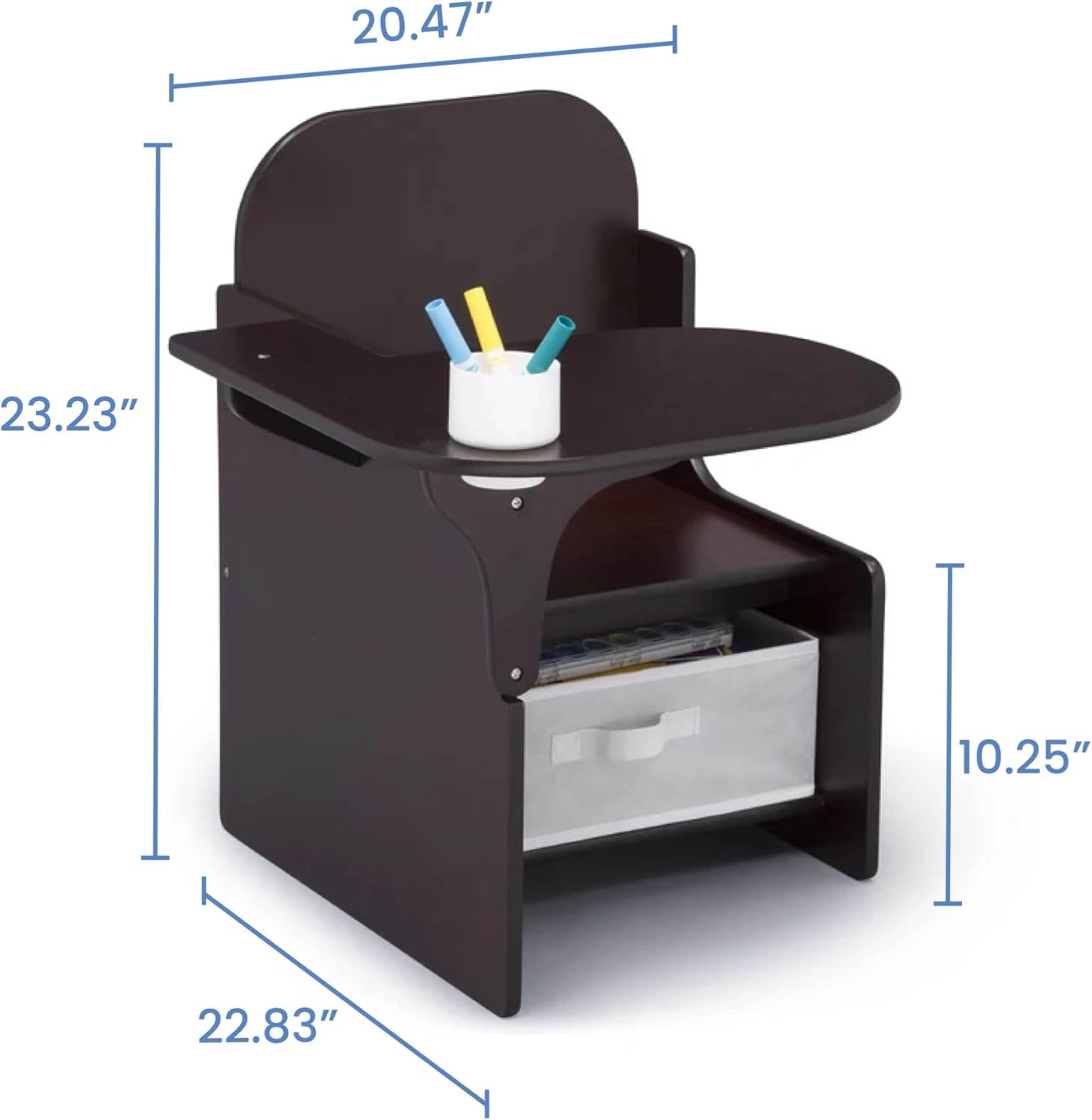Delta Children MySize Chair Desk With Storage Bin (Dark Chocolate) - Kidsy