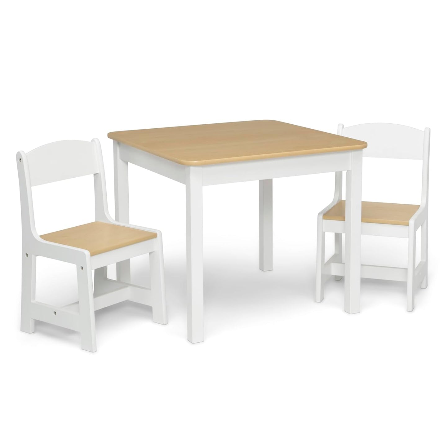 Delta Children MySize Kids Wood Table and Chair Set (Bianca White/Natural) - Kidsy