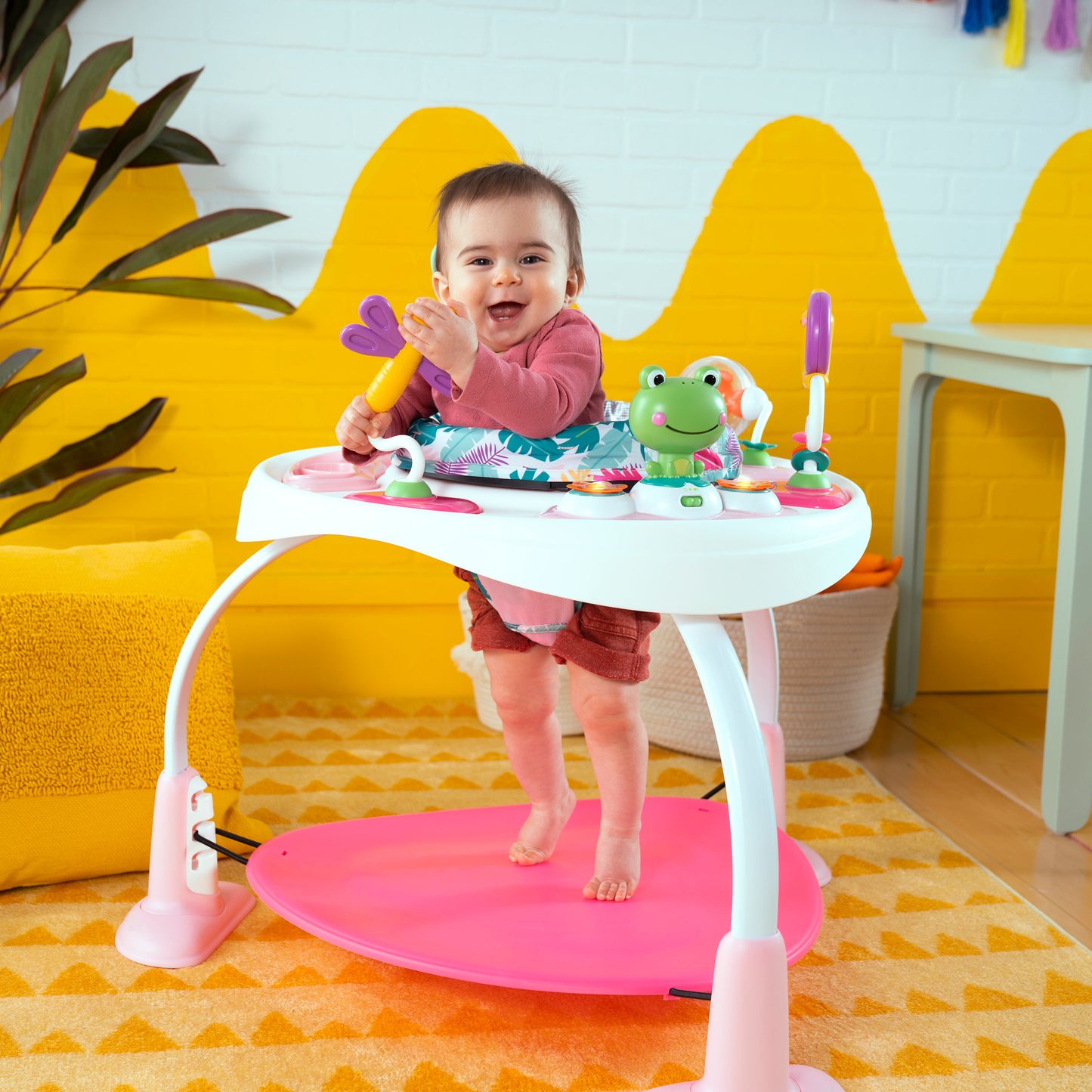 New Bright Starts 2-in-1 Activity Jumper & Table (Playful Palms)