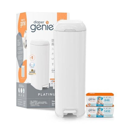 Diaper Genie Platinum Pail Gift Set + Refills (White) - Kidsy