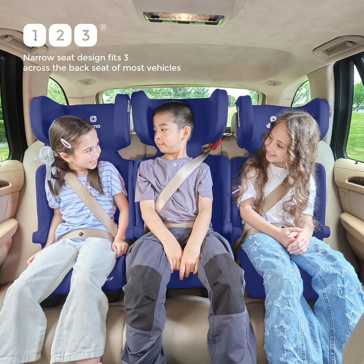 Diono Airi Lightweight High Back Booster Seat, 40–100 lbs (Blue) - Kidsy