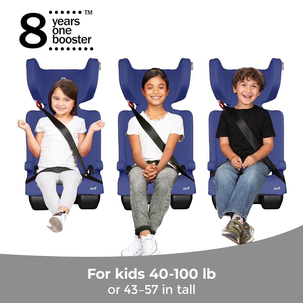 Diono Airi Lightweight High Back Booster Seat, 40–100 lbs (Blue) - Kidsy