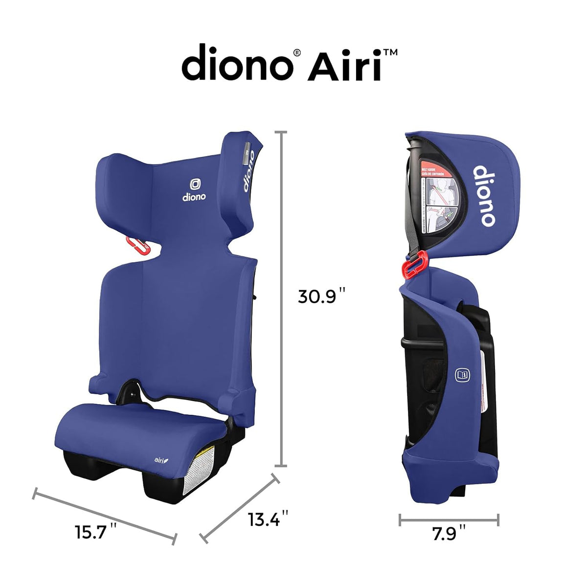 Diono Airi Lightweight High Back Booster Seat, 40–100 lbs (Blue) - Kidsy