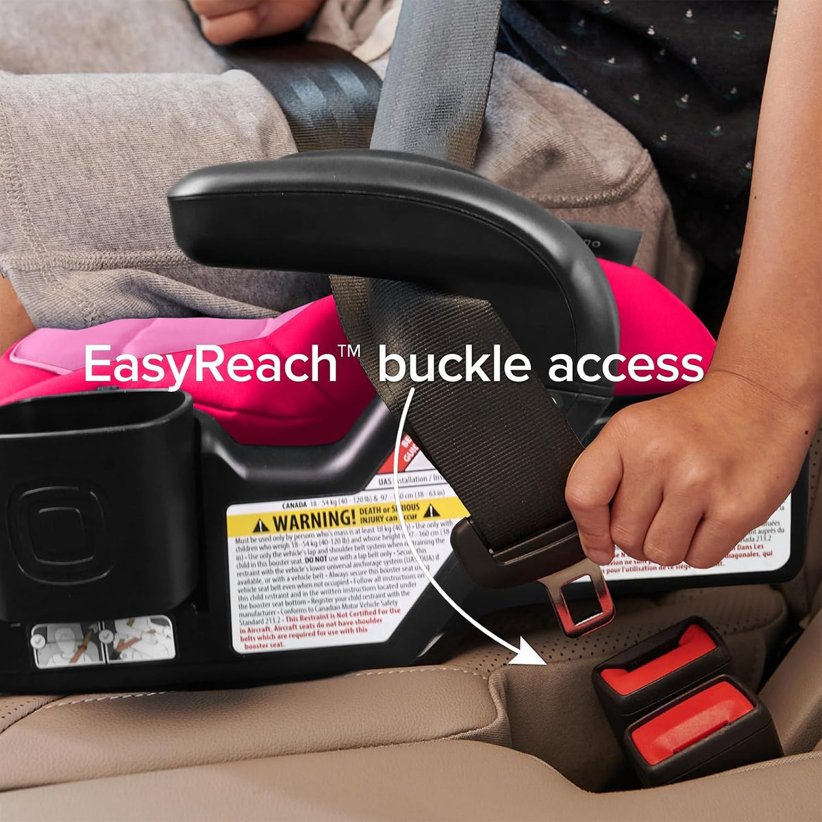 Diono Connect3 RXT Backless Booster for Children from 40-120 lbs. (Pink Cotton Candy) - Kidsy