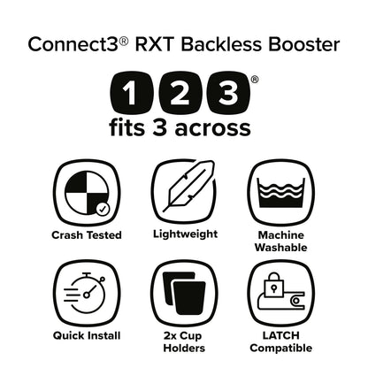 Diono Connect3 RXT Backless Booster for Children from 40-120 lbs. (Pink Cotton Candy) - Kidsy