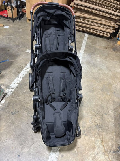 Double Tandem Stroller for Newborn & Toddler (Black) - Kidsy